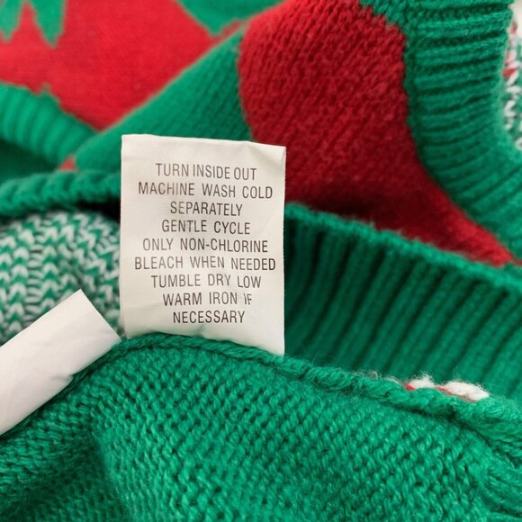 Ugly Christmas Sweater Size Medium Sweater Vest V Neck Green Red Santa Claus - Picture 5 of 5